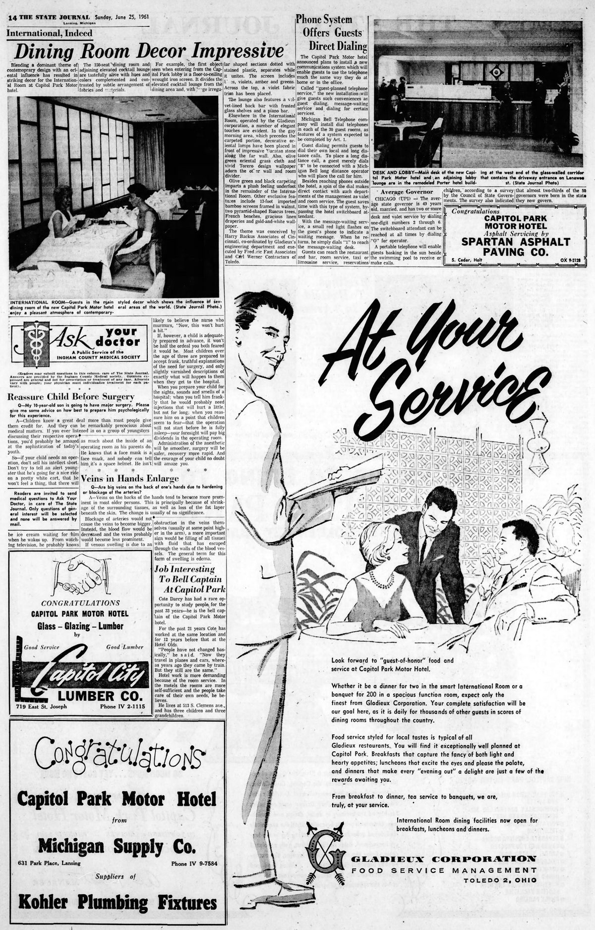 Capitol Park Motor Hotel - June 25 1961 Opening Article (newer photo)